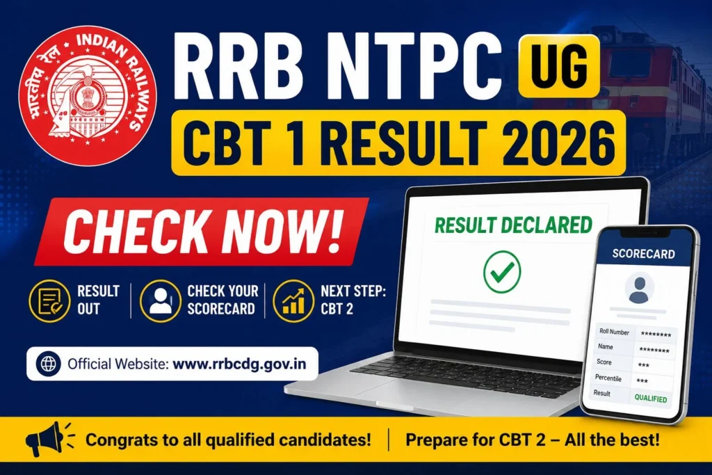 RRB NTPC UG CBT 1 Result 2026: Check Now